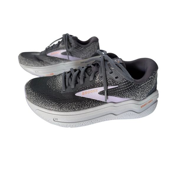 Brooks Ghost Max 2 Gray Ebony Sweet Lavender Woman’s Size 8 D Wide - Picture 1 of 7